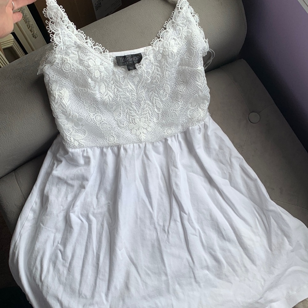 Topshop White Petite Babydoll Dress- Petite 0